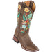 Botas Altas de Cuero con Colibris para Mujer en Horma Rodeo Color Cafe Q322F6211 - Quincy Boots