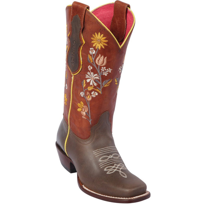 Botas Altas de Cuero con Flores para Mujer en Horma Rodeo Q3125207 - Quincy Boots