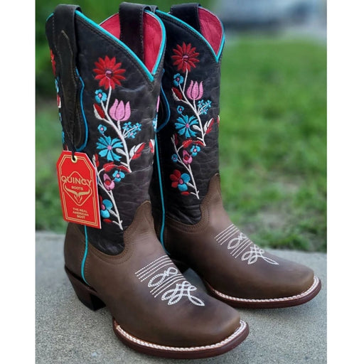 Botas Altas de Cuero con Flores para Mujer en Horma Rodeo Q3125294 - Quincy Boots
