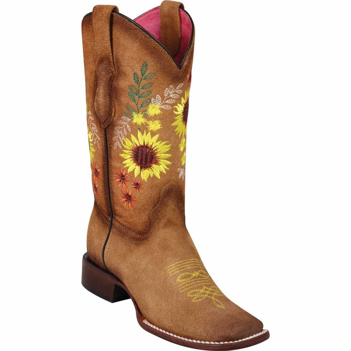 Botas Altas de Cuero con Flores para Mujer en Horma Rodeo Q3225G6331 - Quincy Boots