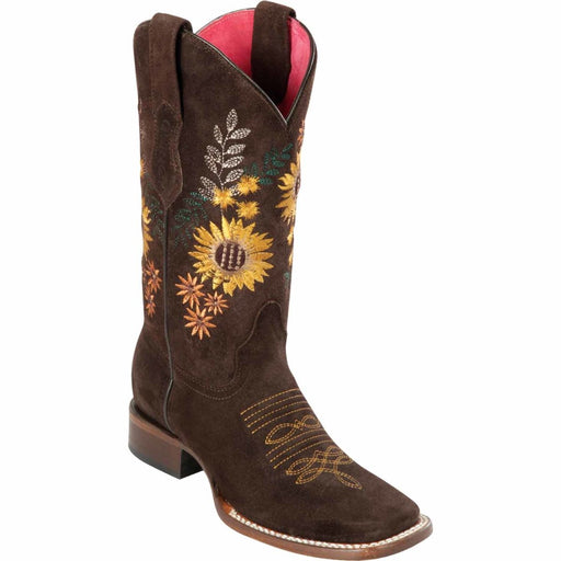 Botas Altas de Cuero con Flores para Mujer en Horma Rodeo Q3225G6394 - Quincy Boots