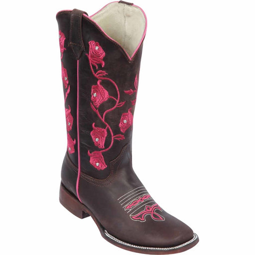 Botas Altas de Cuero con Flores para Mujer en Horma Rodeo Q322GMF6207 - Quincy Boots