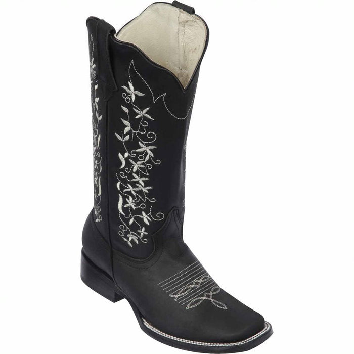 Botas Altas de Cuero con Flores para Mujer en Horma Rodeo Q322M6205 - Quincy Boots