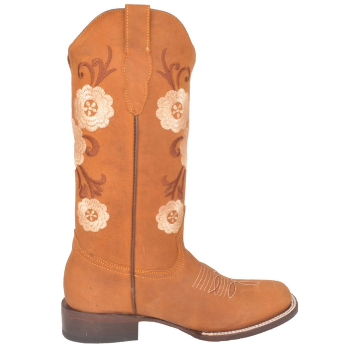 Botas Altas de Cuero con Flores para Mujer en Horma Rodeo Q322MF6251 - Quincy Boots