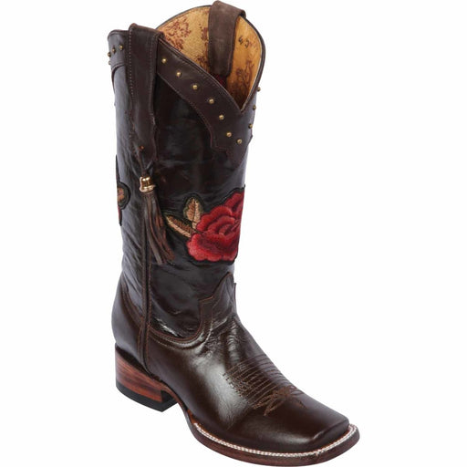 Botas Altas de Cuero con Flores para Mujer en Horma Rodeo Q322RT4207 - Quincy Boots