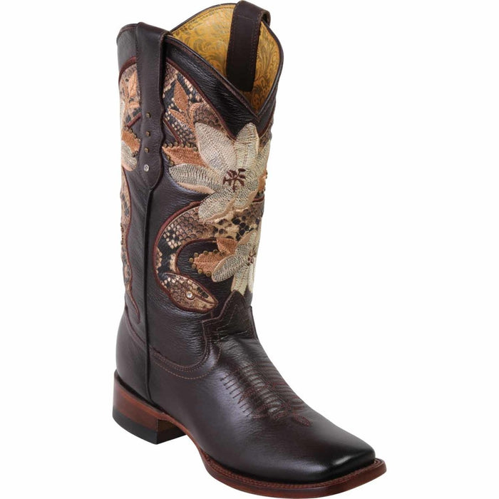 Botas Altas de Cuero con Flores para Mujer en Horma Rodeo Q322SF5294 - Quincy Boots