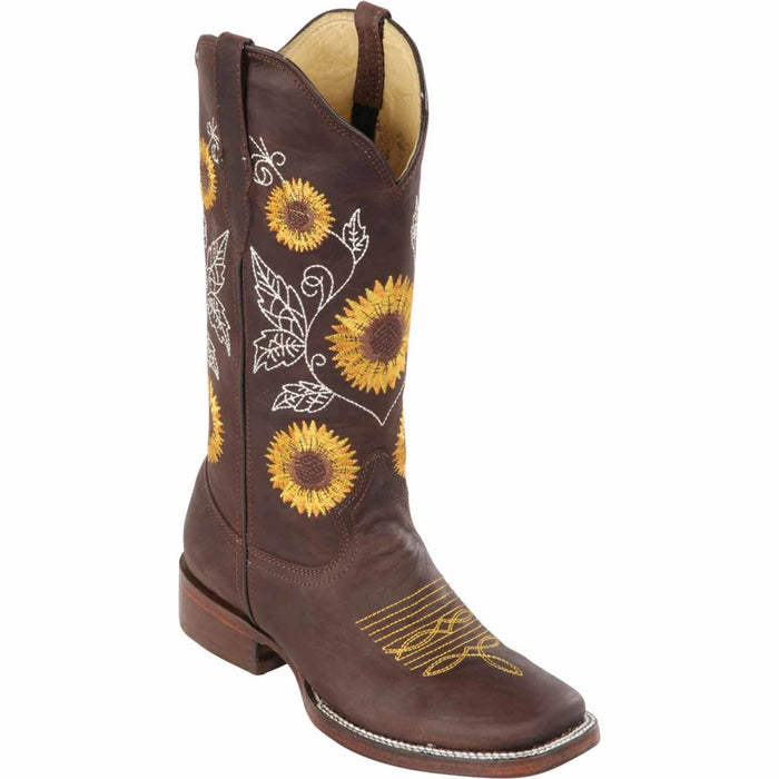 Botas Altas de Cuero con Girasoles para Mujer en Horma Rodeo Q322G6294 - Quincy Boots