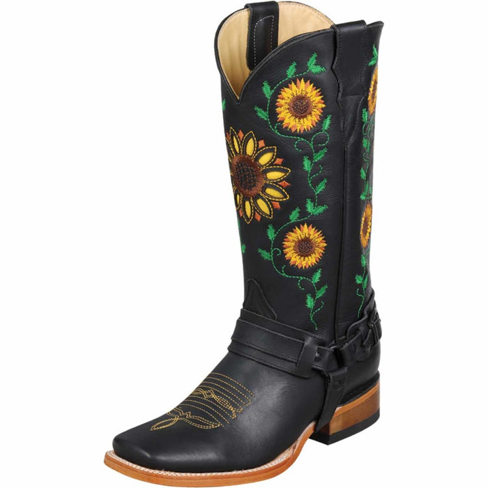 Botas Altas de Cuero con Girasoles para Mujer en Horma Rodeo Q322GL6205 - Quincy Boots