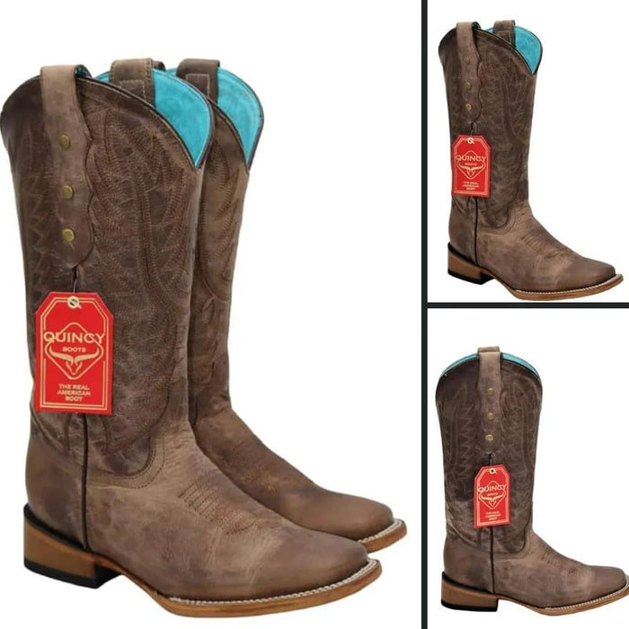Botas Altas de Cuero Crazy para Mujer en Horma Rodeo Cafe Q322RL5259 - Quincy Boots