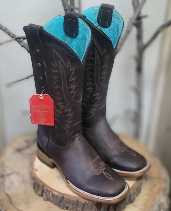 Botas Altas de Cuero Crazy para Mujer en Horma Rodeo Chocolate Q322RL5294 - Quincy Boots