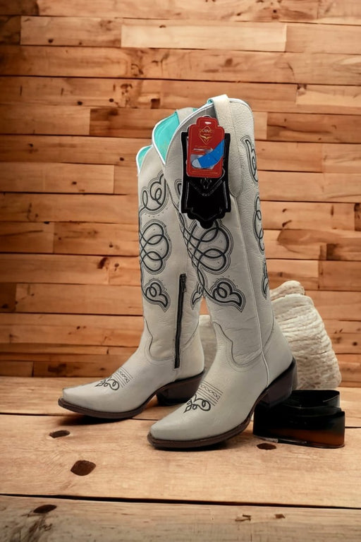 Botas Altas de Cuero Original para Mujer Color Hueso Q34T5204 - Quincy Boots