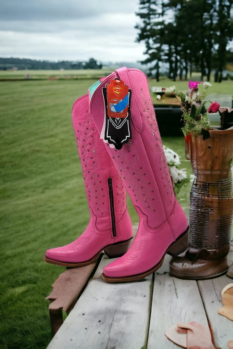 Botas Altas de Cuero Original para Mujer Color Rosa (Barbie) - Quincy Boots