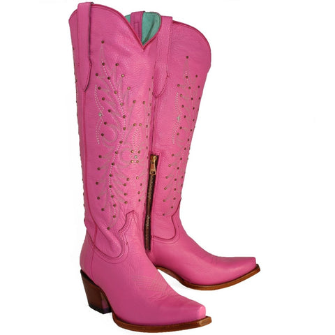 Botas Altas de Cuero Original para Mujer Color Rosa Edicion Barbie