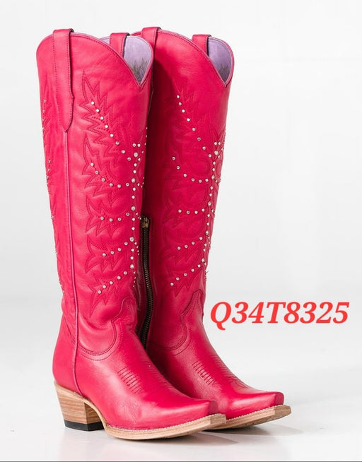 Botas Altas de Cuero Original para Mujer Color Rosa Q34T8325 - Quincy Boots