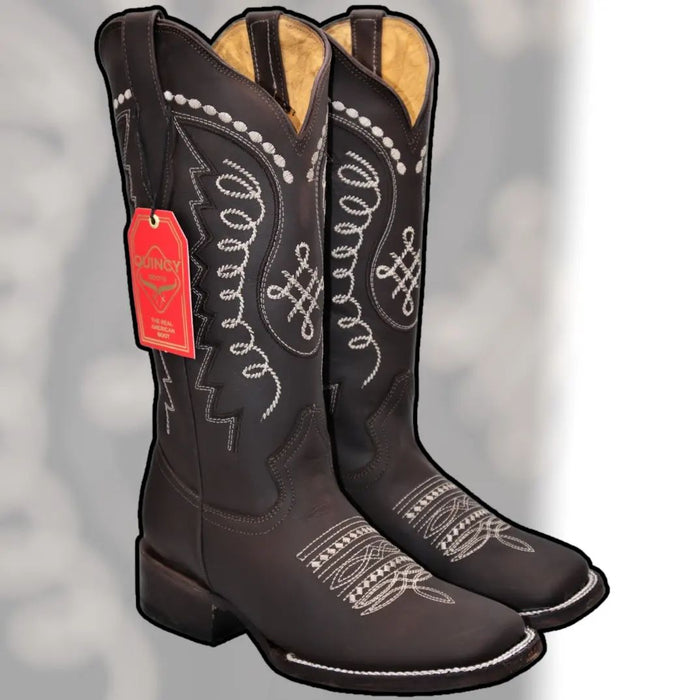 Botas Altas de Cuero Original para Mujer en Horma Rodeo Chocolate Q322N6294 - Quincy Boots