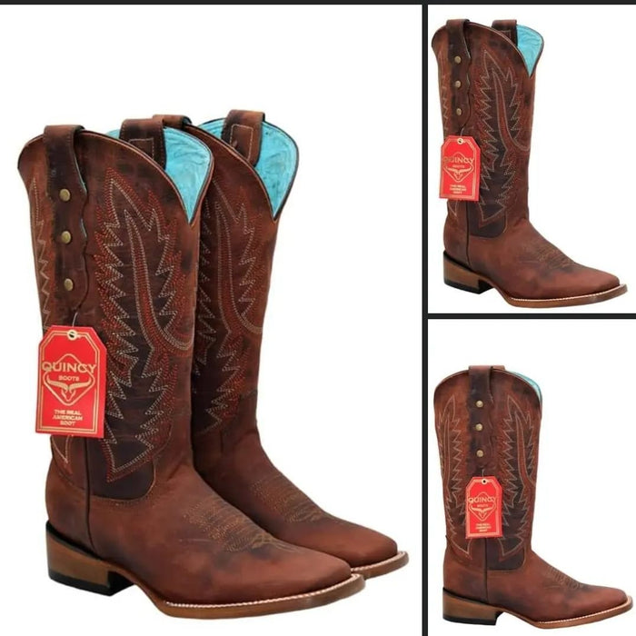 Botas Altas de Cuero Original para Mujer en Horma Rodeo Color Shedron Q322RL5250 - Quincy Boots