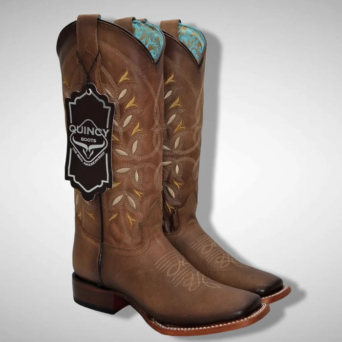 Botas Altas de Cuero Original para Mujer en Horma Rodeo Miel Q3226251R - Quincy Boots