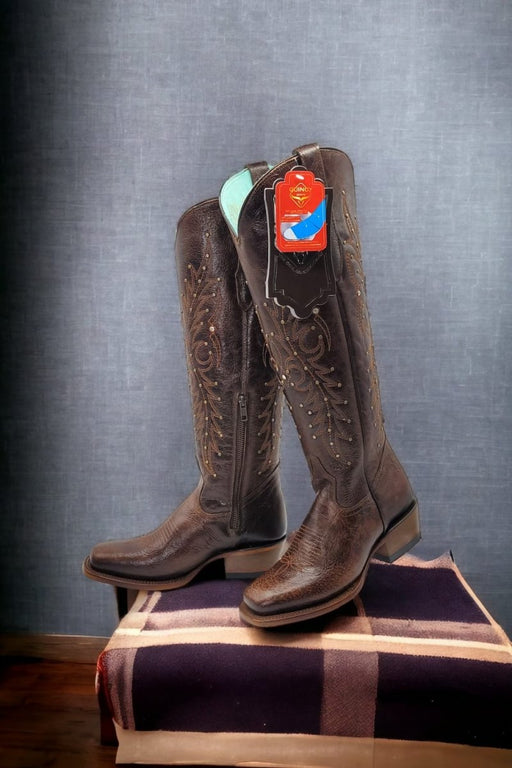 Botas Altas de Cuero para Mujer en Horma Rodeo Cafe Q322T8307 - Quincy Boots