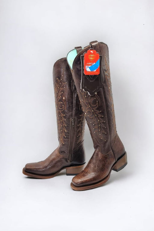 Botas Altas de Cuero para Mujer en Horma Rodeo Cafe Q322T8307 - Quincy Boots