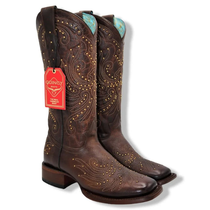 Botas Altas de Cuero Volcano para Mujer en Horma Rodeo Chocolate Q3225294R - Quincy Boots