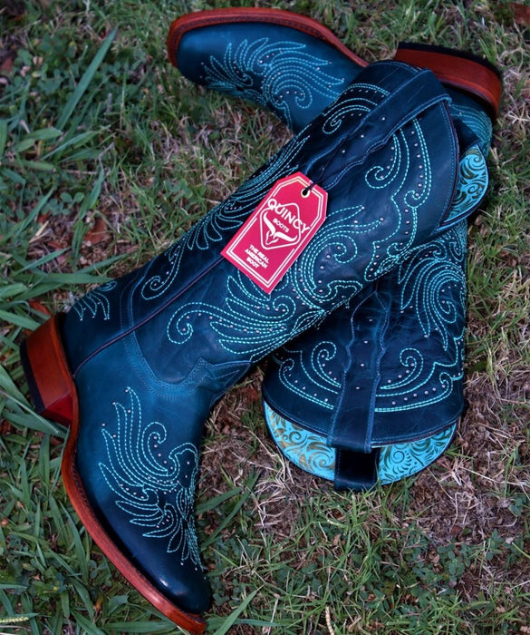 Botas Altas de Cuero Volcano para Mujer en Horma Rodeo Color Turquesa Q3225208R - Quincy Boots