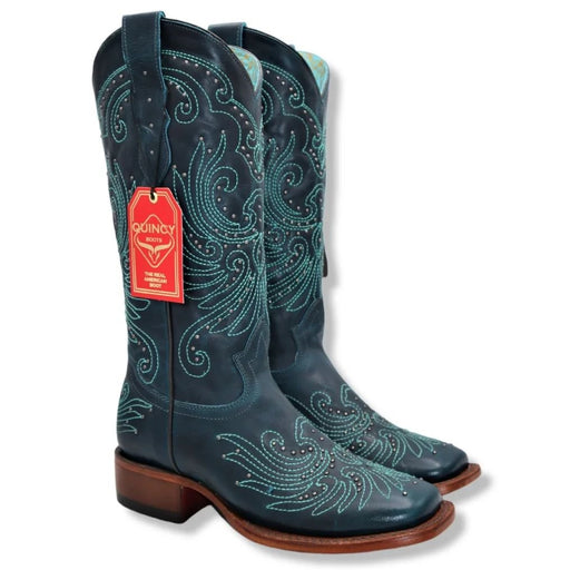 Botas Altas de Cuero Volcano para Mujer en Horma Rodeo Color Turquesa Q3225208R - Quincy Boots