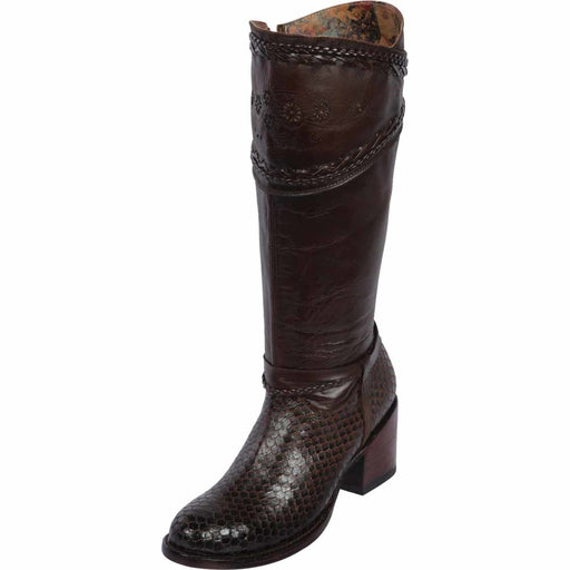 Botas Altas de Piton Grabado para Mujer en Punta Oval Q395794 - Quincy Boots