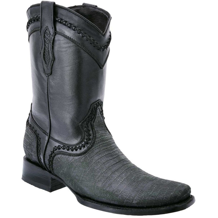 Botas de Armadillo Grabado Horma Hudson Cuadrada Color Negro WD-023 - White Diamons Boots