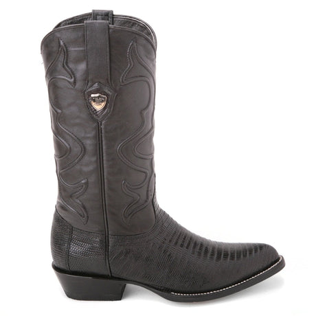 Genuine Lizard J-Toe cowboy Boots Black Color - Wild West Boots side