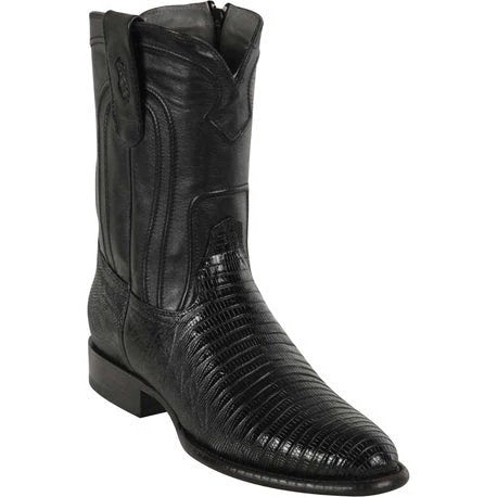 Botas de Armadillo Lizard Horma Roper con Zipper Color Negro - Los Altos Boots