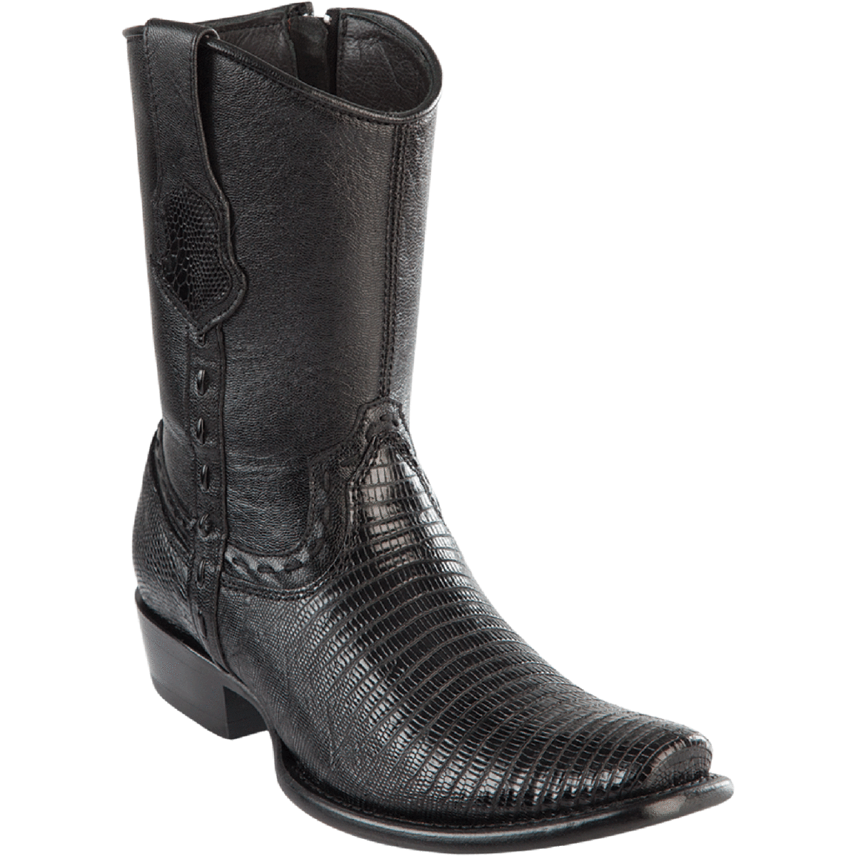 Armadillo Lizard Original Short Boots Dubai Square Toe Black Color - Wild West Boots