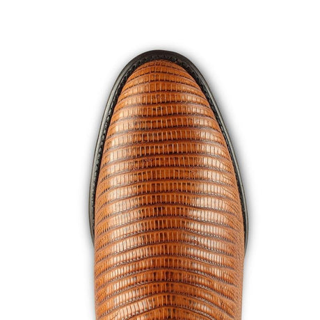 Western Genuine Teju Lizard Round Toe Roper Boots Honey Color – Los Altos Boots – Toe View