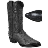 Botas de Avestruz Grabado con Horma Puntal 700 Color Negro WD-231 - White Diamonds Boots