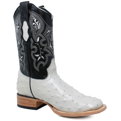Botas de Avestruz Grabado en Horma Rodeo Hueso WD-307 - White Diamonds Boots
