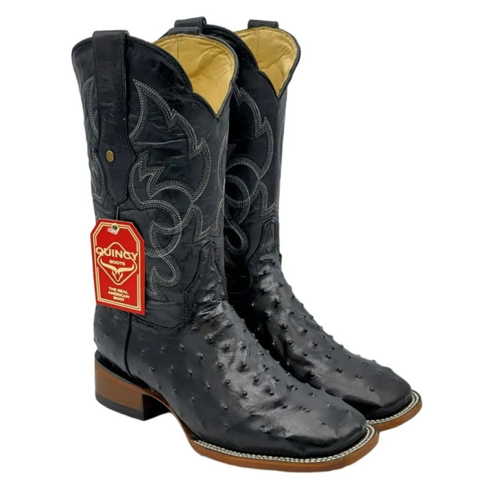 Botas de Avestruz Grabado Horma Rodeo Cuadrada Q8220305 - Quincy Boots