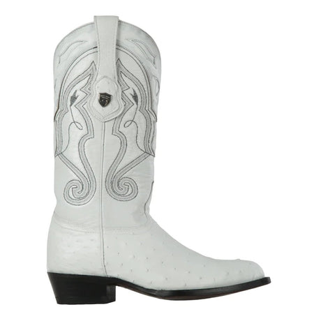 Western Original Ostrich Boots J-Toe White Color - Wild West Boots