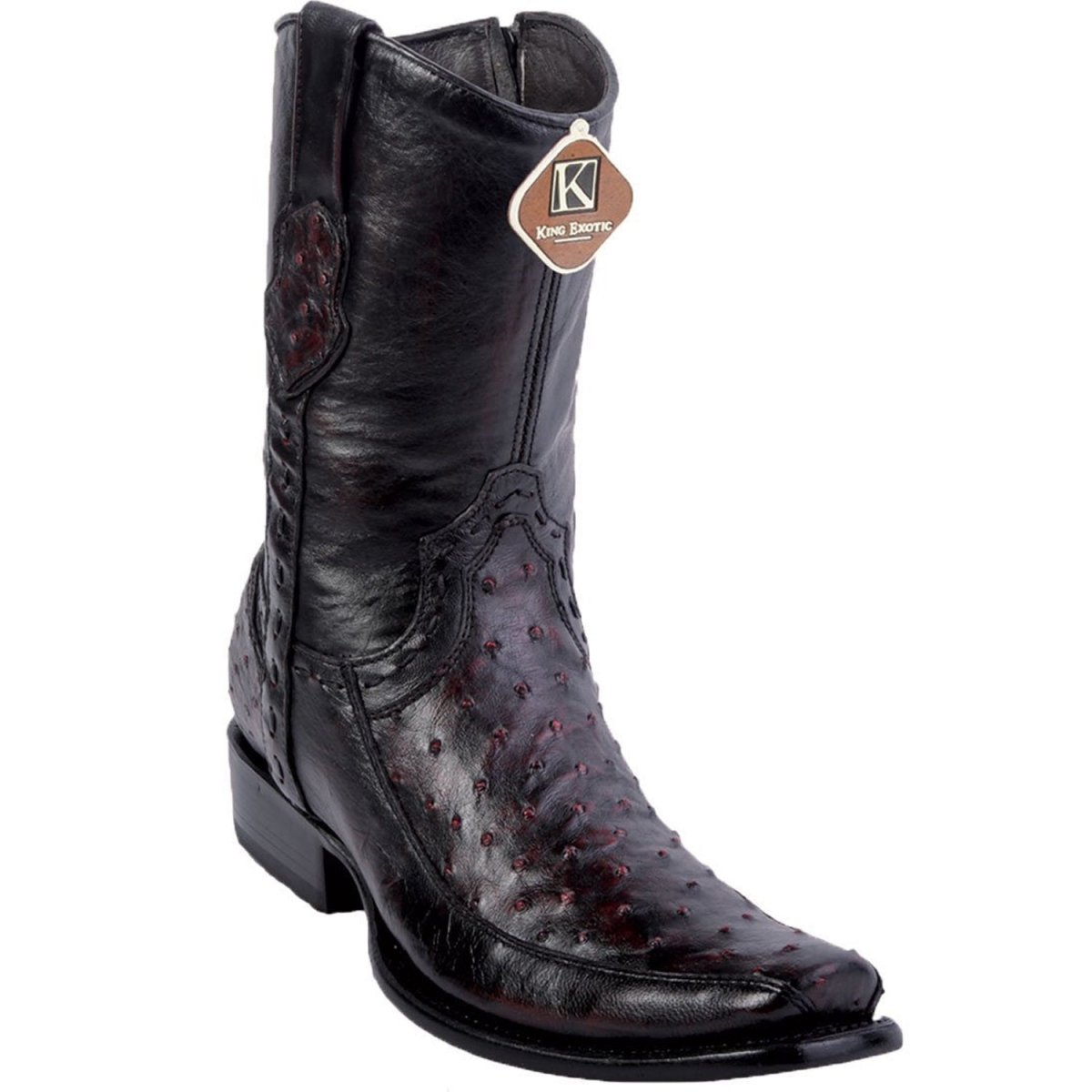 Botas de Avestruz Original con Venado Horma Cortas Dubai KE-479BF03 - King Exotic Boots