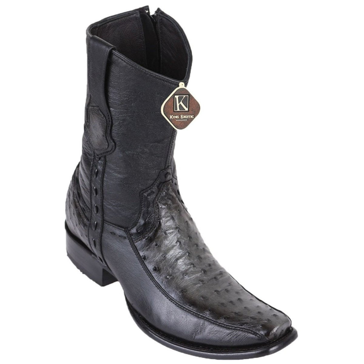Botas de Avestruz Original con Venado Horma Cortas Dubai KE-479BF03 - King Exotic Boots