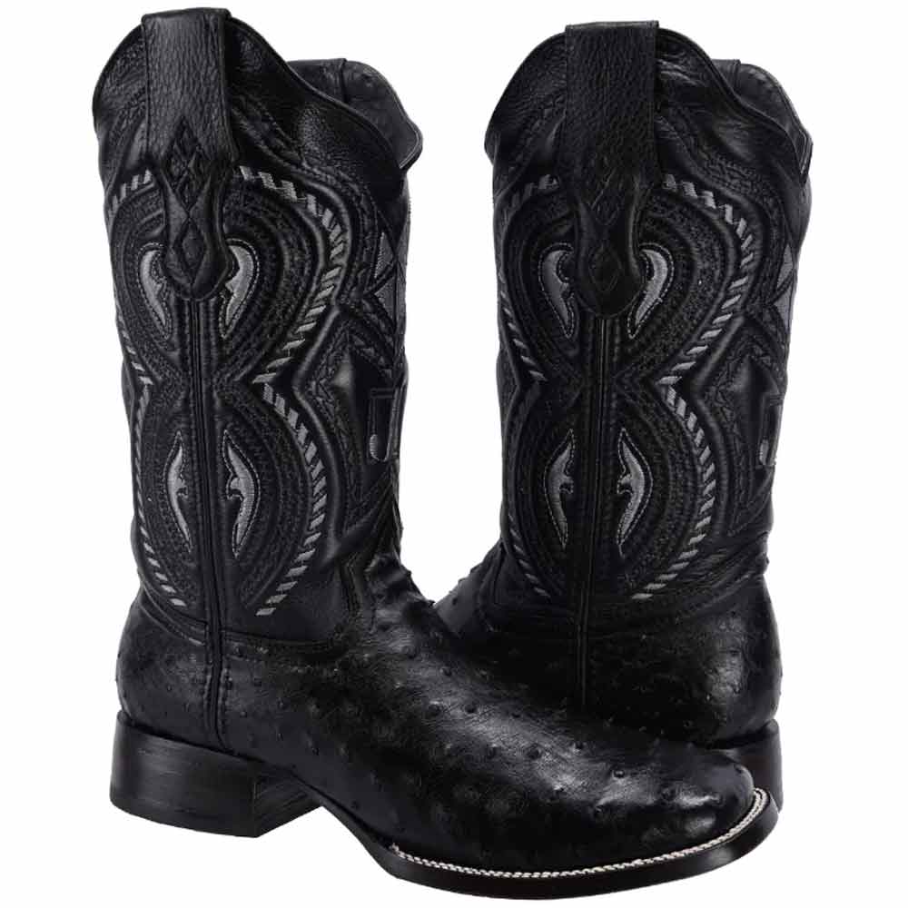 Botas de Avestruz Original Horma Rodeo Cuadrada Color Negro JB-503BLACK - Joe Boots