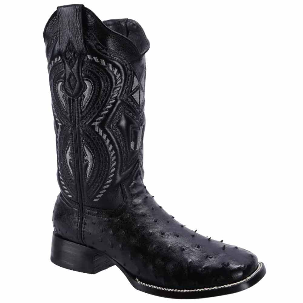 Botas de Avestruz Original Horma Rodeo Cuadrada Color Negro JB-503BLACK - Joe Boots