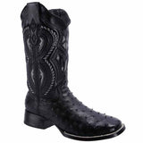 Botas de Avestruz Original Horma Rodeo Cuadrada Color Negro JB-503BLACK - Joe Boots