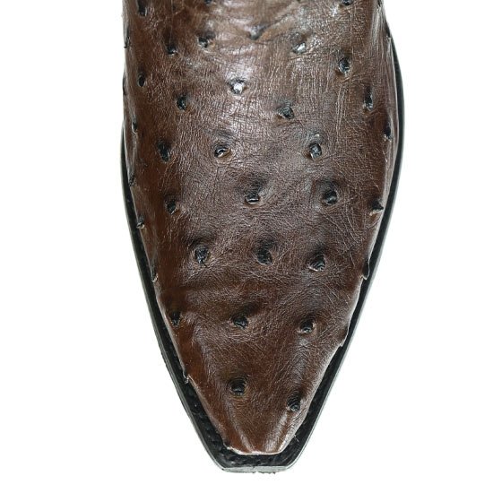 Western Genuine Ostrich Boots Snip Toe Brown Color - Los Altos Boots Toe View