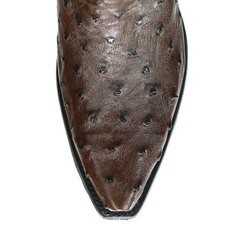 Western Genuine Ostrich Boots Snip Toe Brown Color - Los Altos Boots Toe View