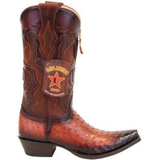 Western Genuine Ostrich Boots Snip Toe Faded Cognac Color - Los Altos Boots Right View