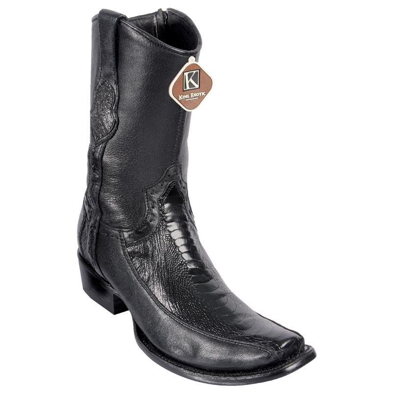Botas de Avestruz Pata con Venado Corta Horma Dubai KE-479BF0505 - King Exotic Boots