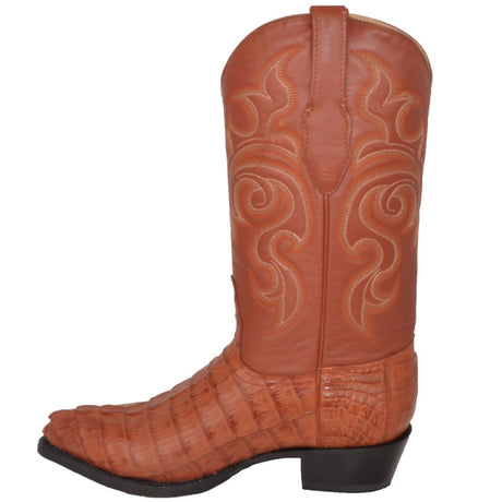 Western Genuine Caiman Tail Boots J Toe Cognac  Color - Los Altos Boots left side view