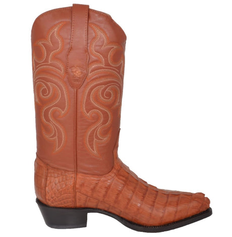 Western Genuine Caiman Tail Boots J Toe Cognac Color - Los Altos Boots right side view