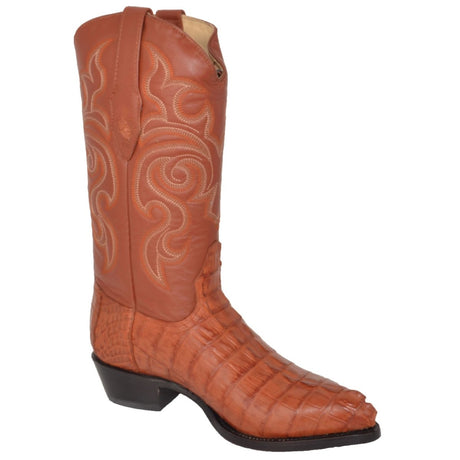 Western Genuine Caiman Tail Boots J Toe Cognac Color - Los Altos Boots side view 2
