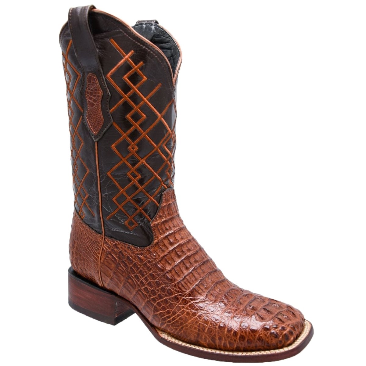 Botas de Cocodrilo Caiman Lomo Original Horma Rodeo Color Cognac WD-261 - White Diamonds Boots
