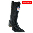 Western Genuine Caiman Horback 3X Toe Boots Black Color - Wild West Boots - Side View 